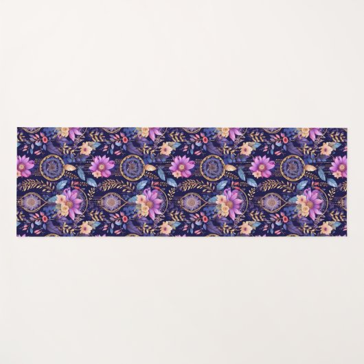 Lila Blumenträume Yogamatte (Vorderseite (Horizontal))