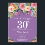 Lila Blumenüberraschung Einladung<br><div class="desc">Lila Blumenüberraschung 30. Geburtstag Einladung für Frauen. Aquarell Floral Blume. Lila Lilac Lavendel Violet Hintergrund. Rosa, gelb, orange, Lila Blume. Erwachsener Geburtstag. 13. 15. 16. 18. 20. 21. 30. 40. 50. 60. 70. 80. 90. 100. jedes Alter. Für weitere Anpassungen klicken Sie bitte auf die Schaltfläche "Anpassen" und verwenden Sie...</div>