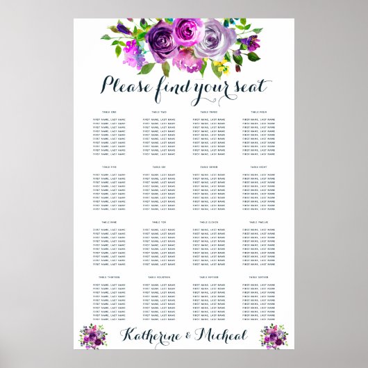 Lila Blumenübersicht Poster (Vorne)