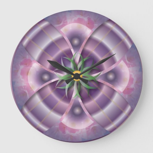 lila Blumenuhr Große Wanduhr (Vorderseite)