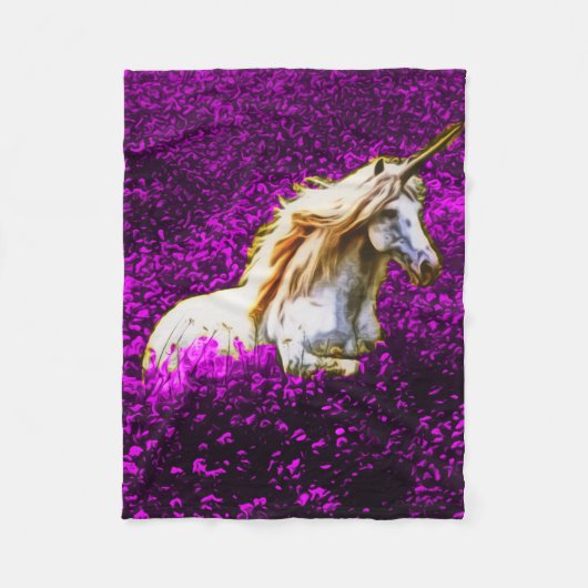 Lila Blumenunicorn-Fleece-Decke Fleecedecke (Vorderseite)