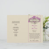 Lila Blumenvintage-Hochzeitsprogramm (Stehend Vorderseite)