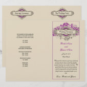 Lila Blumenvintage-Hochzeitsprogramm (Vorne/Hinten)