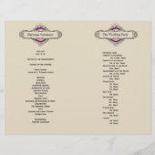Lila Blumenvintage-Hochzeitsprogramm (Rückseite)
