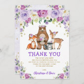 Lila Blumenwald-Babydusche Geburtstag Dankeskarte (Vorne/Hinten)