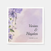 Lila Blumenwald Hochzeitspapier Napkins Serviette (Vorderseite)