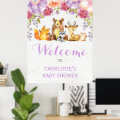 Lila Blumenwald-Waldtiere Baby Girl Poster (Heimbüro)