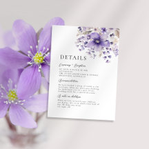 Lila Blumenwasser-Hochzeitsdetails