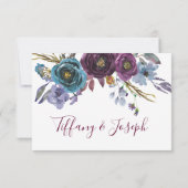 Lila Blumenwasser-Hochzeitsempfehlung Einladung (Rückseite)