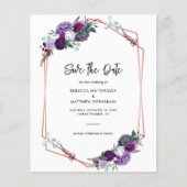 Lila Blumenwasser Save the Date Postkarte (Vorderseite)