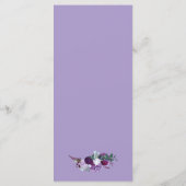 Lila Blumenwasser-Script-Hochzeitessen Menükarte (Rückseite)