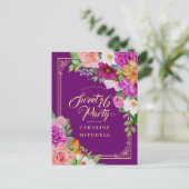 Lila Blumenwasser süß 16 Einladungspostkarte (Stehend Vorderseite)