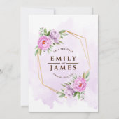 Lila Blumenwasserfarbe Gerahmte Hochzeit Einladung (Rückseite)