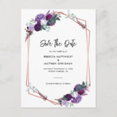 Lila Blumenwasserfarbe Hochzeit Sichern Sie das Da Ankündigungspostkarte (Vorderseite)