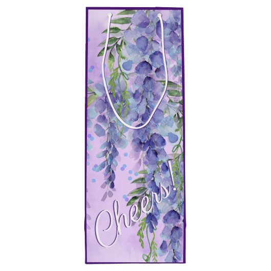 Lila Blumenwatercolor Weintasche Geschenktüte Für Weinflaschen (Rückseite)