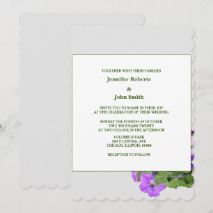Lila Blumenweide Grüne Violette Grau Hochzeit 2024 Einladung