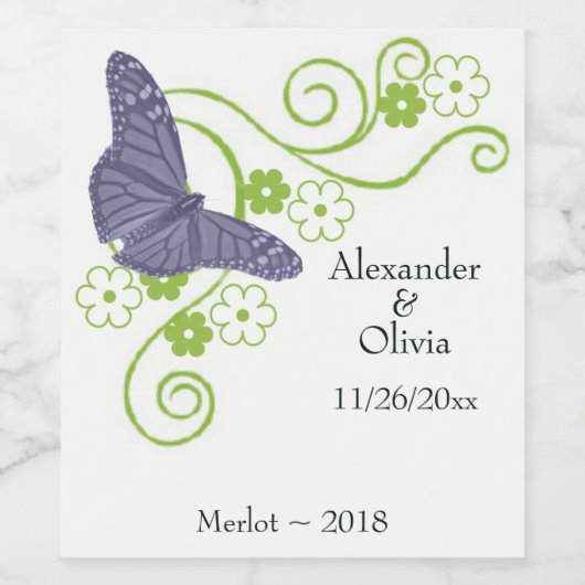 Lila Blumenweinetikett Weinetikett (Einzelnes Label)