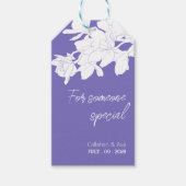 lila Blumenweißdesign Personalisierte Textübergabe Geschenkanhänger (Vorderseite)