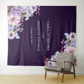 Lila Blumenwetter-Hochzeit Personalisiert Wandteppich (Beispiel (Horizontal))