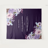 Lila Blumenwetter-Hochzeit Personalisiert Wandteppich (Vorderseite (Horizontal))