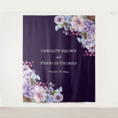 Lila Blumenwetter-Hochzeit Personalisiert Wandteppich (Vorderseite)