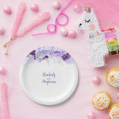 Lila Blumenwetterhochzeit Pappteller (Party)