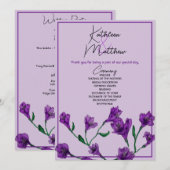 Lila Blumenwetterhochzeit Programm (Vorne/Hinten)
