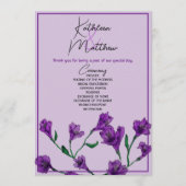 Lila Blumenwetterhochzeit Programm (Vorderseite)