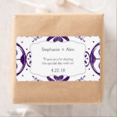 Lila Blumenwirl Hochzeitswasserflasche Gefallen (Insitu)