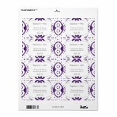 Lila Blumenwirl Hochzeitswasserflasche Gefallen (Vorne)