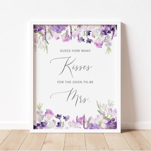 Lila Blumenwirtschaft wie viele Küsse Brautparty Poster