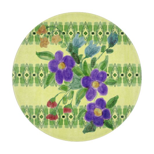 Lila Blumenzauber Schneidebrett (Vorderseite)