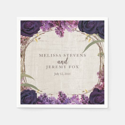 Lila Blumenzauberbuch Serviette (Vorderseite)