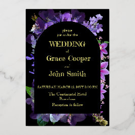 Lila Blumenzellengestaltung Folieneinladung