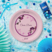 Lila Blumenzellenplatte Pappteller (Party)