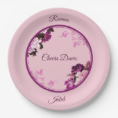 Lila Blumenzellenplatte Pappteller (Vorderseite)