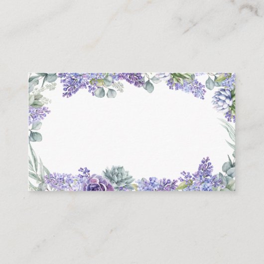 Lila Blumenzettel Begleitkarte (Rückseite)