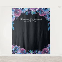 Lila Blumenzettel für Hochzeiten im Foto Wandteppich