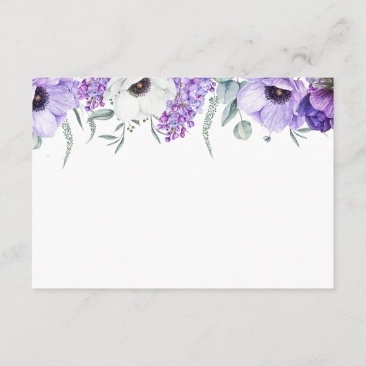 Lila Blumenzettel Online-Empfang Begleitkarte (Rückseite)