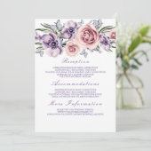 Lila Blumenzettelkarte Einladung (Stehend Vorderseite)