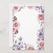 Lila Blumenzettelkarte Einladung (Rückseite)