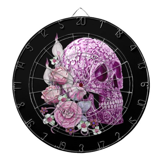 Lila Blumenzuckerspiegel Skull Rosa Blume Dartscheibe (vorne)