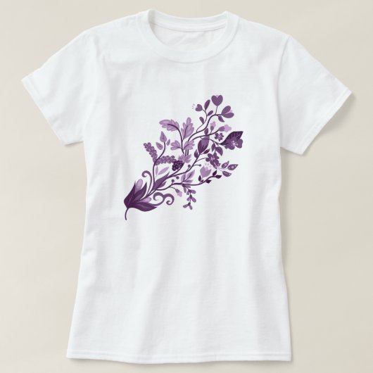 Lila Blumenzweig T-Shirt (Design vorne)