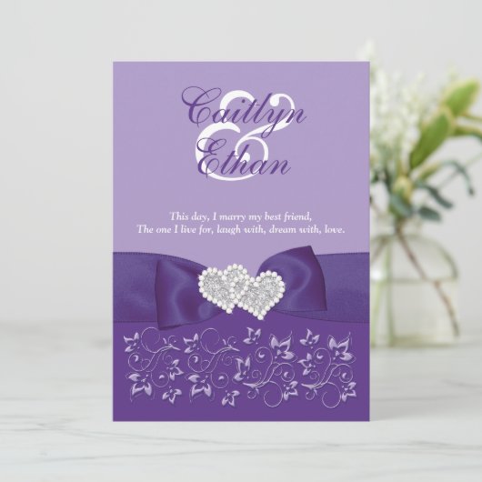 Lila Blumenzwiebeleinladung Einladung (Stehend Vorderseite)