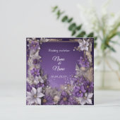 Lila Blumenzwiebeleinladung Einladung (Stehend Vorderseite)