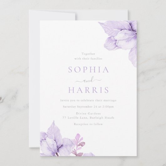 Lila Blumenzwiebelfarbe Atemberaubend Einladung (Vorderseite)