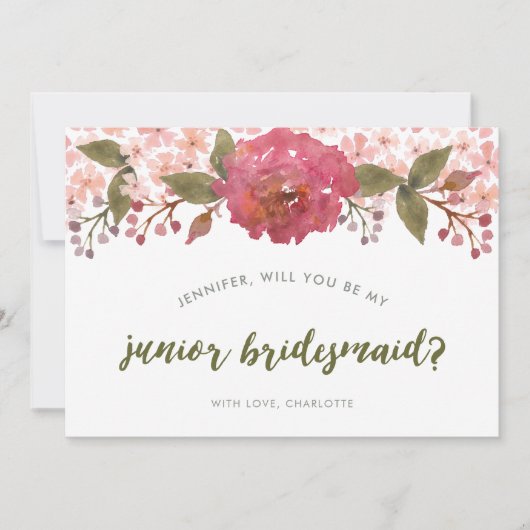Lila Blumenzwiebeljury Junior Bridesmaid Einladung (Vorderseite)