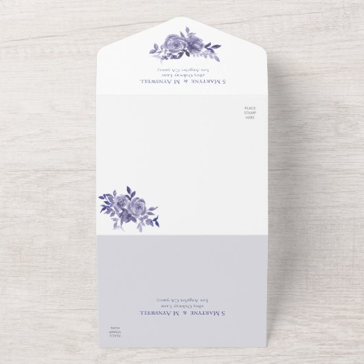 Lila Blumenzwiebeln, Foliage Hochzeit All In One Einladung (Außenbereich)