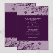 Lila Blumenzwiebeln Wirbel Einladung (Vorne/Hinten)