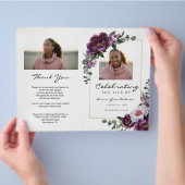 Lila Blumige Bi-Fold-Trauerprogrammvorlage Flyer (Hand)